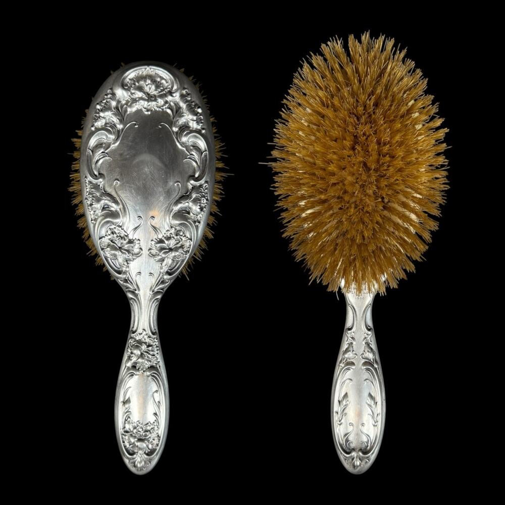 RW&S Wallace Sterling silver pat.1900 Hair Brush 8.5" Antique